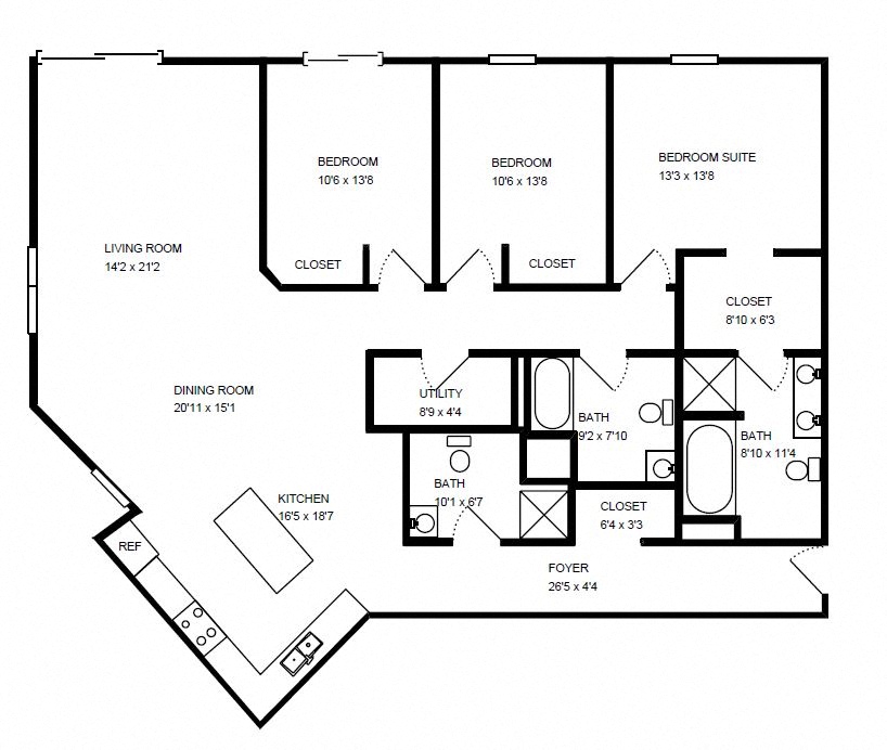 Bucktown Station 3 Bedroom C floorplan